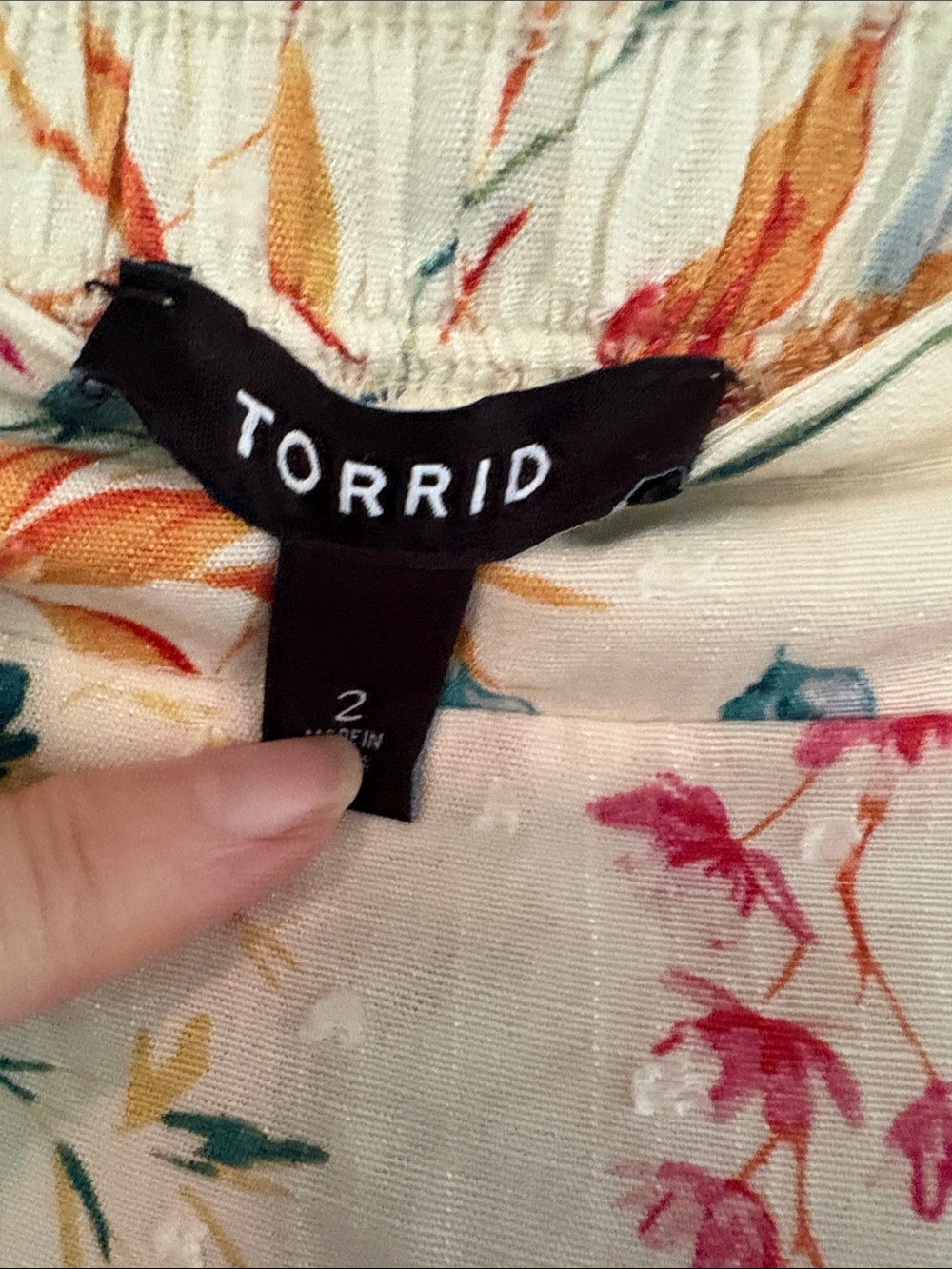 torrid Cream Floral Maxi Skirt with Pink, Orange, Teal Accents - Picture 3 of 3